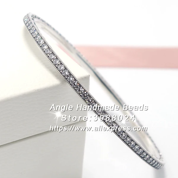 

2015 Winter S925 Sterling Silver Twinkling Forever with Clear CZ Bangle PZ007