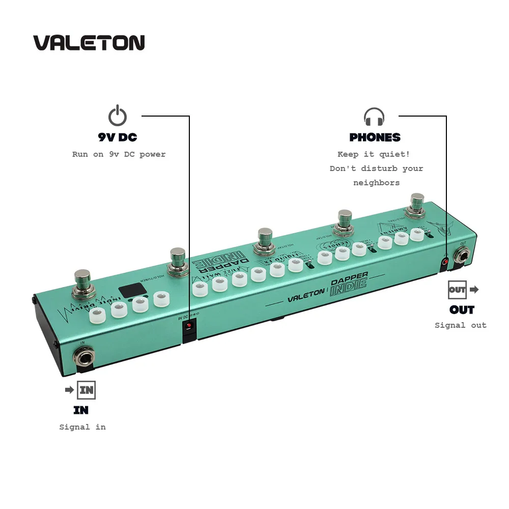 Valeton мульти эффекты гитары педаль Dapper Инди искажений реверберации задержки хора Fuzz и фазер тремоло Для Инди