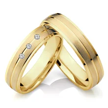 Alianzas clásicas Color oro promesa aniversario pareja conjunto de anillos de boda para hombres y mujeres titanio Acero inoxidable joyería