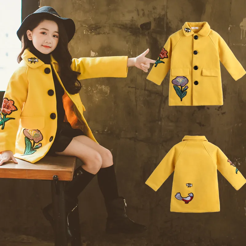 

Girls Clothes Autumn and Winter 2019 New Children Fashion Cartoon Thick Warm and Medium Long Woolen Coat Jackets 4-12 Year