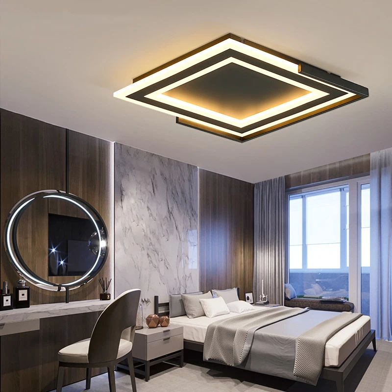 Us 91 77 31 Off Square Modern Led Ceiling Chandelier Black Or White Living Room Bedroom Study Room Deco Minimalism Led Chandelier Fixtures In