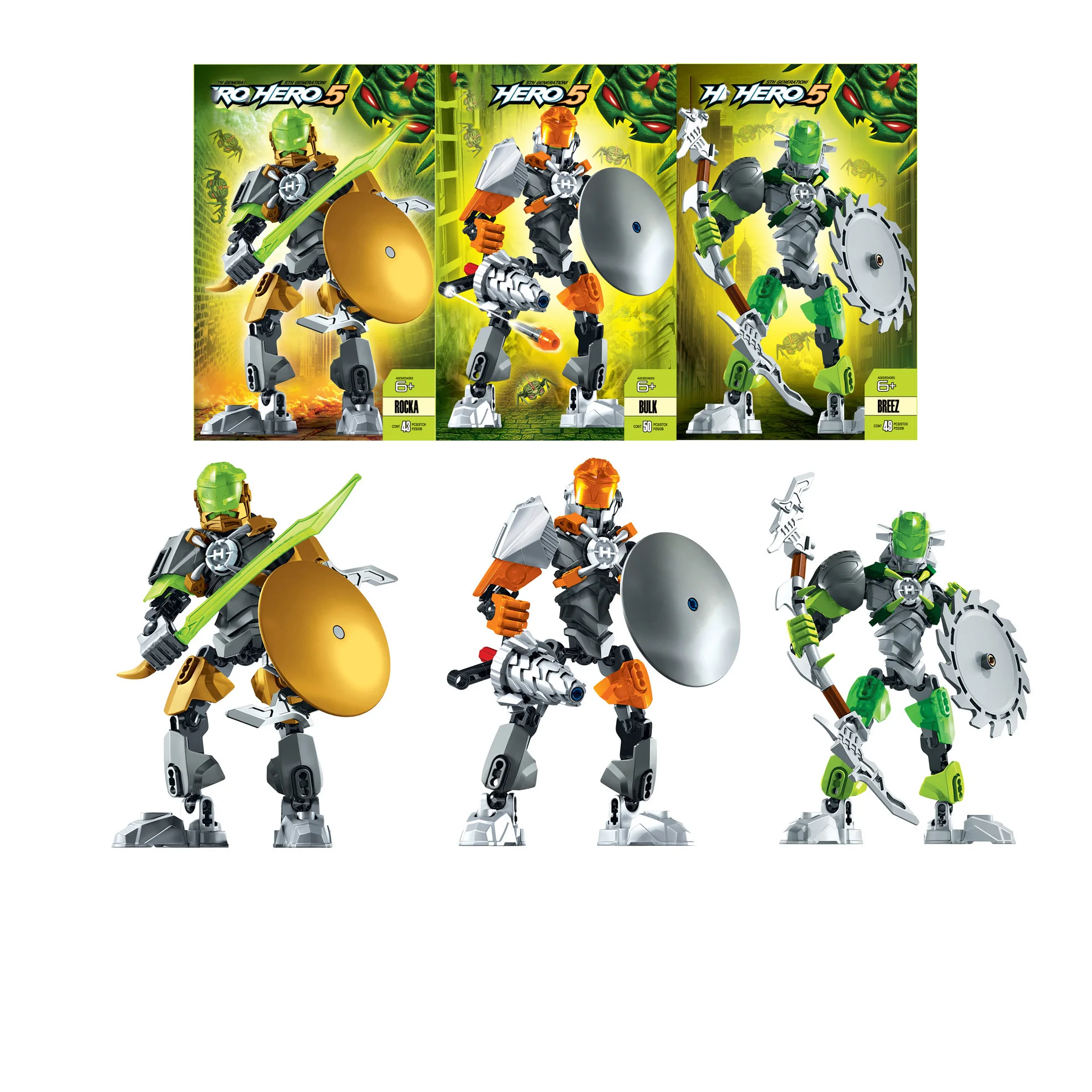 

NEW Bionicle Hero Factory 5 Star Rocka Bulk Breez Robot Building Block Brick Figures Toys for children Compatible with Bionicle
