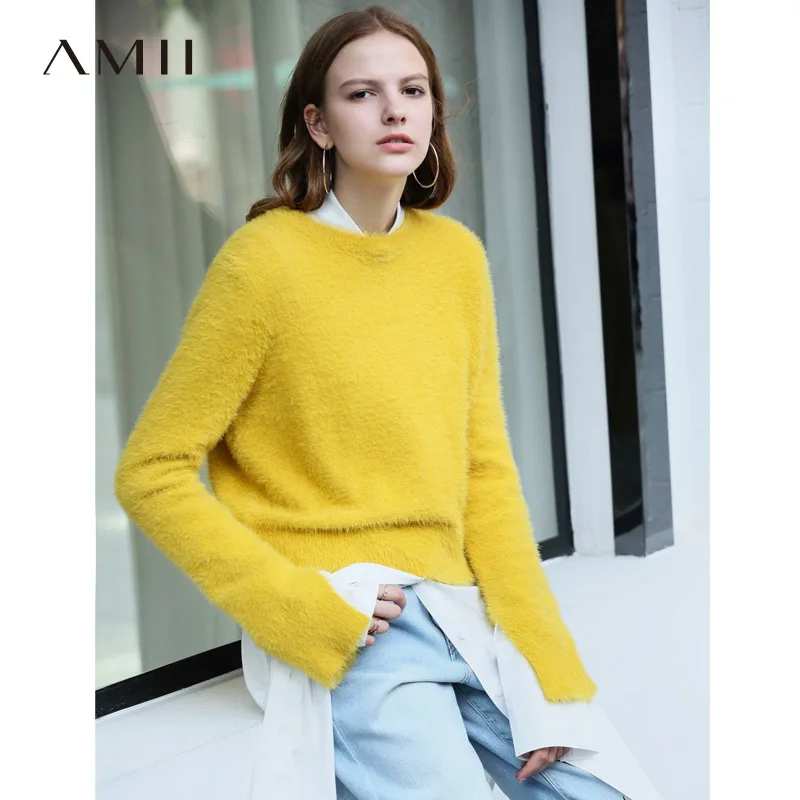 

Amii Minimalist Women 2019 Autumn Sweater Chic Loose High Quality Original Design Female Pullovers Sweaters