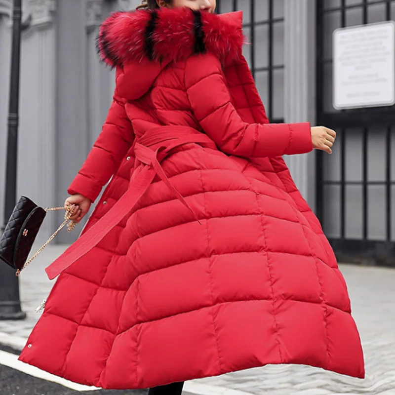 Bella Philosophy Winter New Coat Jacket long Fashion Jacket Women Thick Down Parka female Slim Fur Collar Warm Cotton Coat