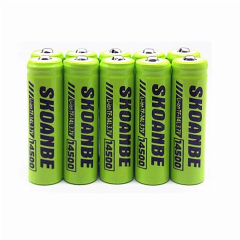 

Free Shipping 10PCS 14500 Flat TOP Quality Original New OOLAPR Battery 3.7V Li-ion Rechargeable Battery for flashlight