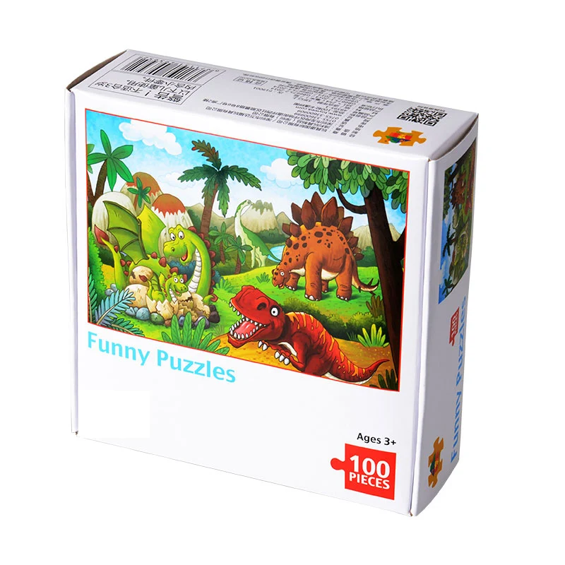 100 Pieces Cartoon Animals Kids Jurassic Dinosaur Jigsaw Puzzles Baby Learning for Children Toys Educational Games Paper Puzzles