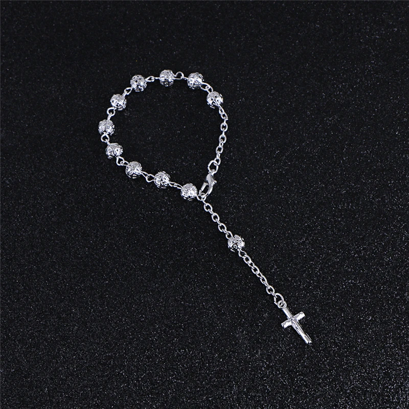 Коми посеребренные полые медные четки бусы женский браслет с крестом кулон Pulseiras Pulseras четки браслеты
