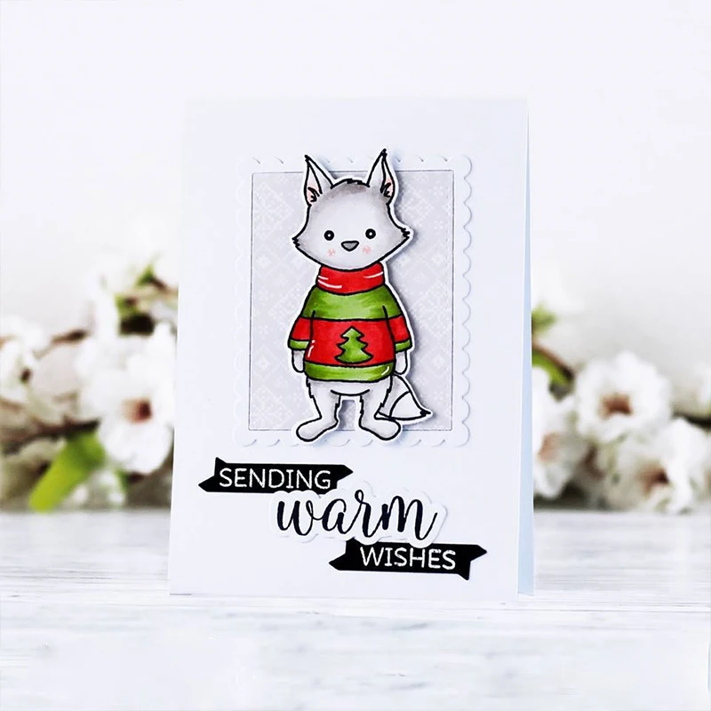 

Sending Warm Wishes Fox Transparent Stamp Clear Stamps for DIY Scrapbooking Paper Card Making Decorative Crafts Supplies 4*4 in