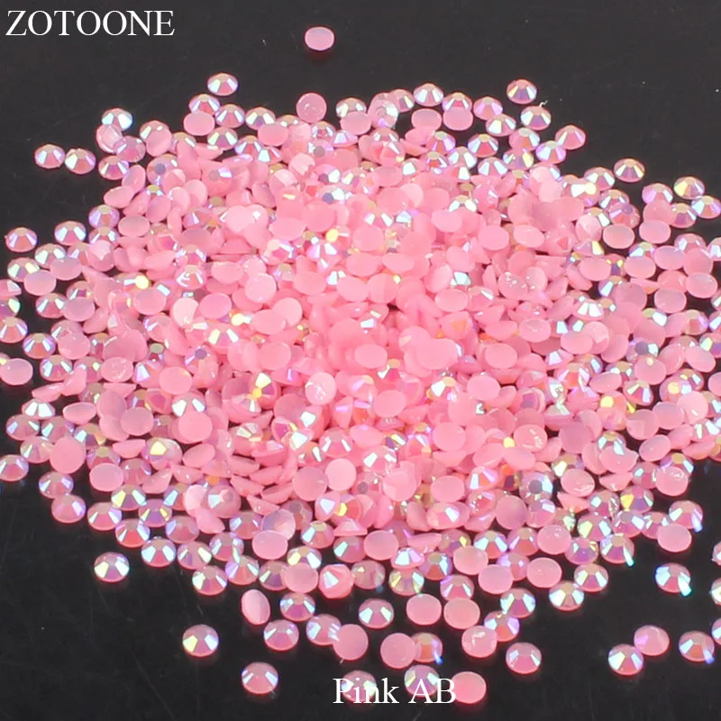 ZOTOONE FlatBack Non HotFix Resin Pink AB Rhinestones Strass Crystal Applique DIY Nail Art Glue On Stones for Clothes Decoration