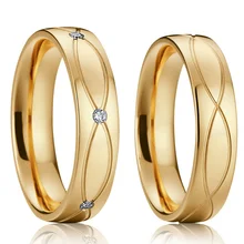 Женские любовные алиансы, Золотое предложение, свадебные кольца, набор для пар, мужчин и женщин, ювелирные изделия из нержавеющей стали