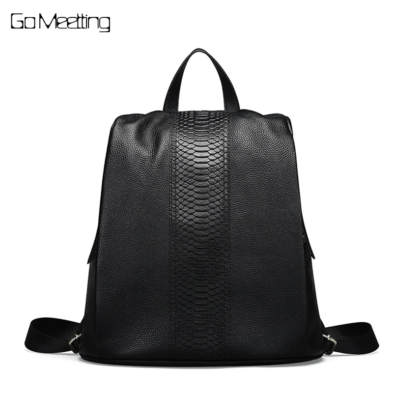 

Luxury Female Genuine Leather Backpacks Knapsack Zipper Design Real Leather Women's Backpack Large Capacity Girl Travel Bag New