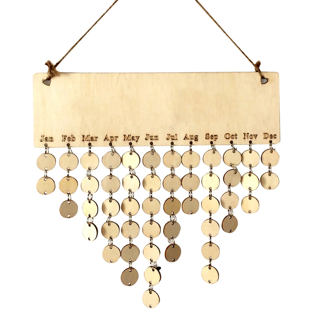 

Hanging DIY Wooden Blank Calendar Kalendar Reminder Board Plaque Sign House Decoration Pendant Tag