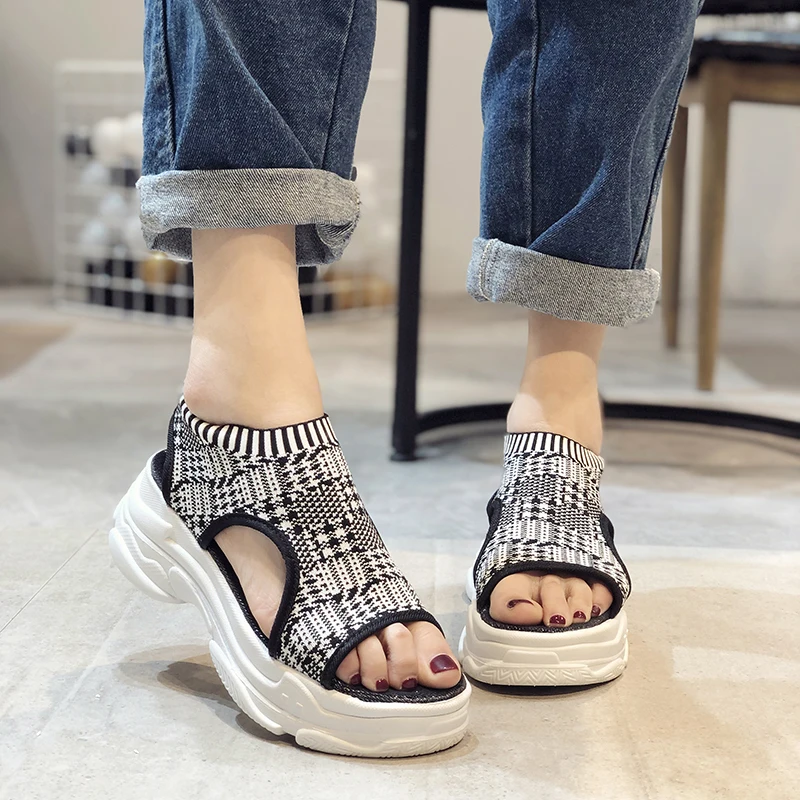 

Fashion Women Sandals For 2019 Breathable Comfort Shopping Ladies Walking Shoes Summer Platform Black Sandal Shoes Casual Women