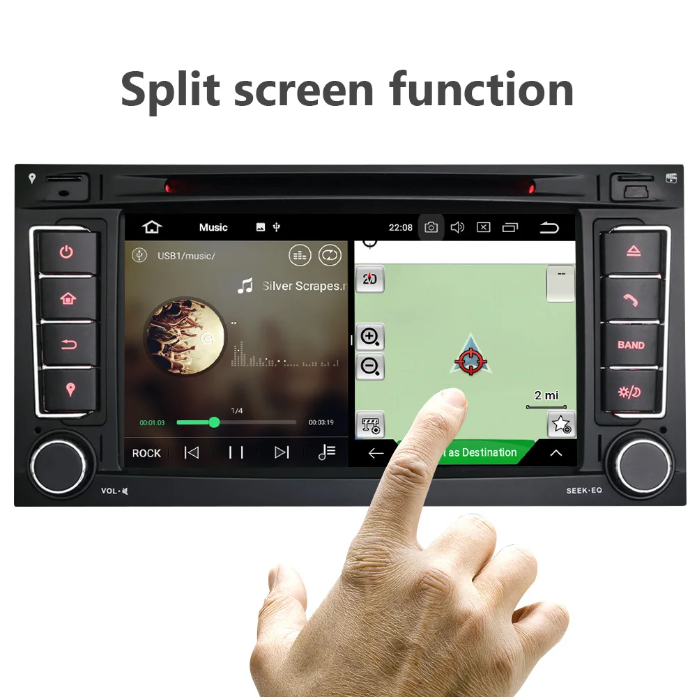 Excellent Eunavi 2 Din Android 9 Car DVD Player GPS Navi For VW/Volkswagen/Touareg/Transporter T5 With Canbus Wifi Stereo Radio FM DSP RDS 1