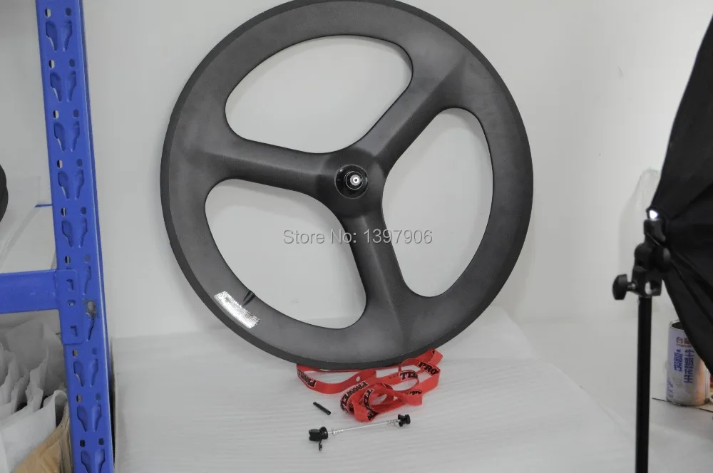

3k /matt 700c carbon fibre tri-spokes /3-spoke front clincher wheels for road bike with 70MM