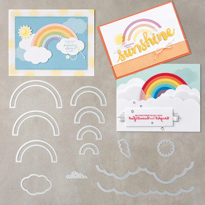 

YaMinSanNiO 13Pcs/lot Sunshine Rainbows Metal Cutting Dies Scrapbooking for Card Making Stencil DIY Craft Die Cuts New 2019