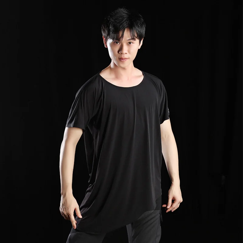 

Men Ballroom Latin Competition Dance Tops Cha Cha Rumba High Quality Short Sleeve Loose Shirt For Male Stage Dancing Wear DL3891