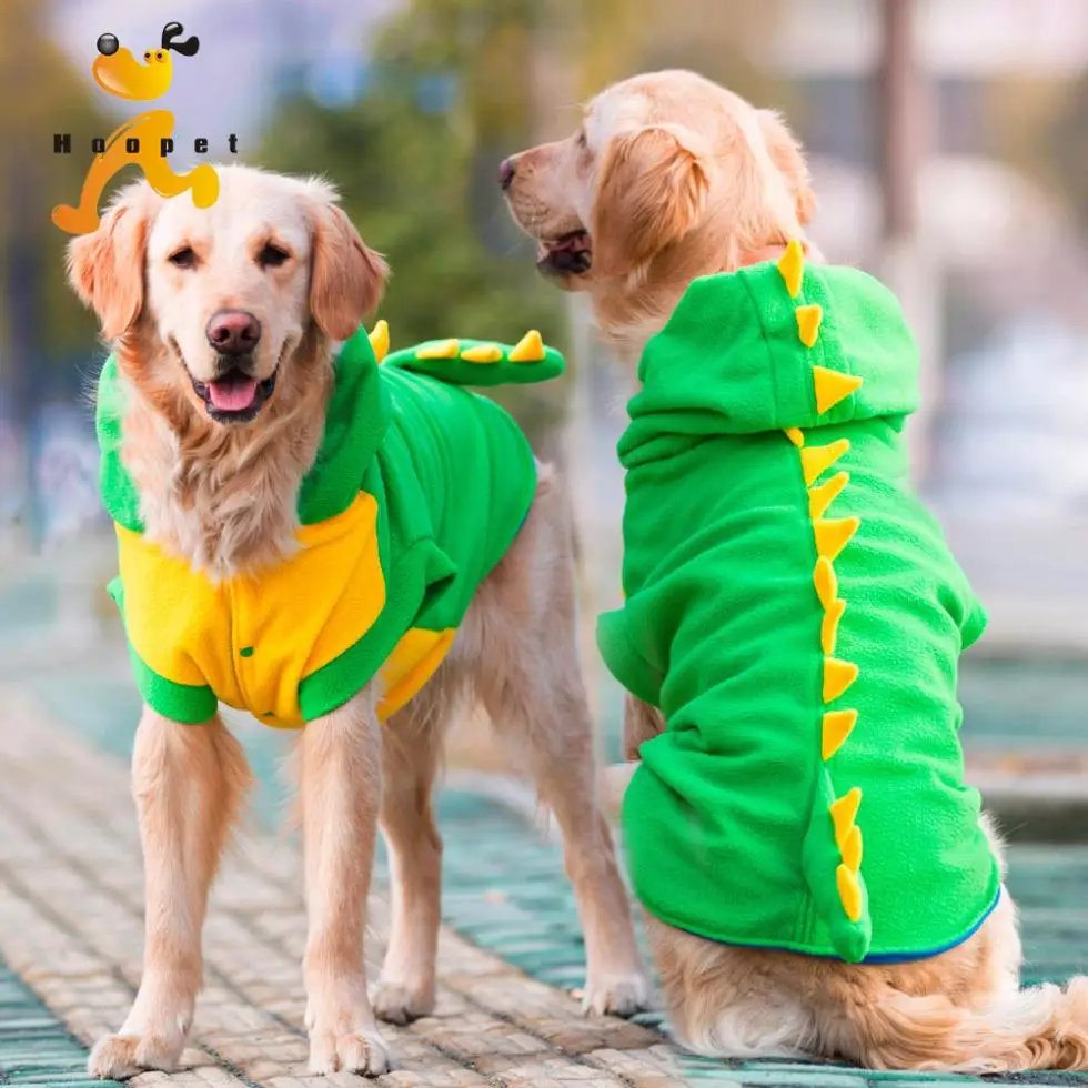 New Style Cute Large Dog Clothes Polar Fleece Green Dinosaur Costume