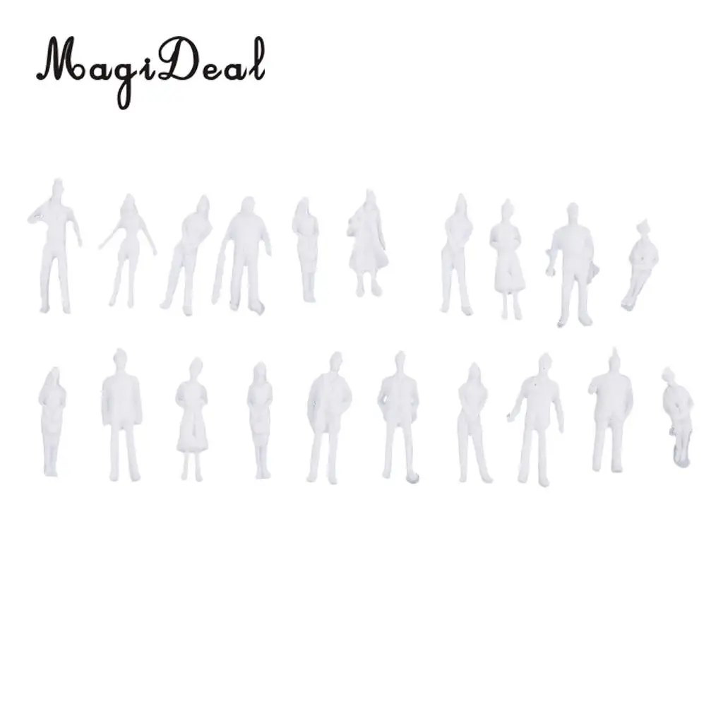 20Pcs 1/100 HO Scale Unpainted Model People Miniature Figures Architectural Model Human Plastic Scene Simulation for Diorama