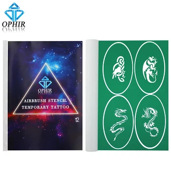 

OPHIR Professional Dragon Combination Airbrush Stencils Temporary Tattoo Body Paint Template A4 Booklet 100x Pattern_STE12