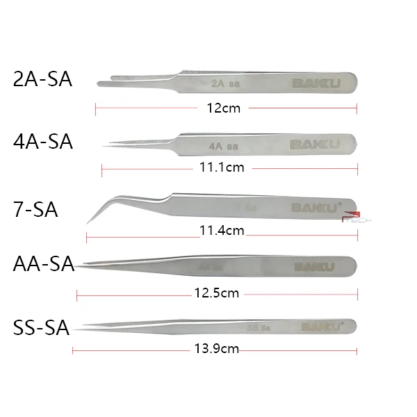 5 шт. Бакинский прецизионный Антистатический пинцет из нержавеющей стали, швейцарские антимагнитные пинцеты Набор для пайки мобильного телефона ремонт
