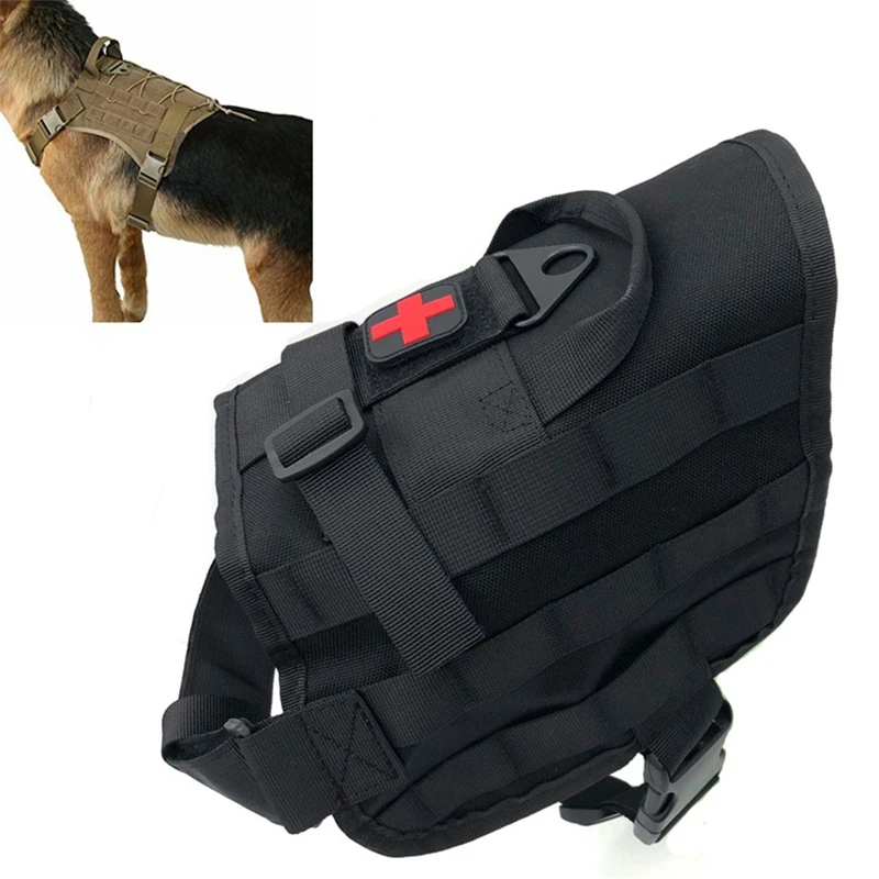 

Hunting K9 Service Dog Harness With Pulling Handle Training MOLLE Dog Vest Pet Vests Adjustable Dog Harness M L Size