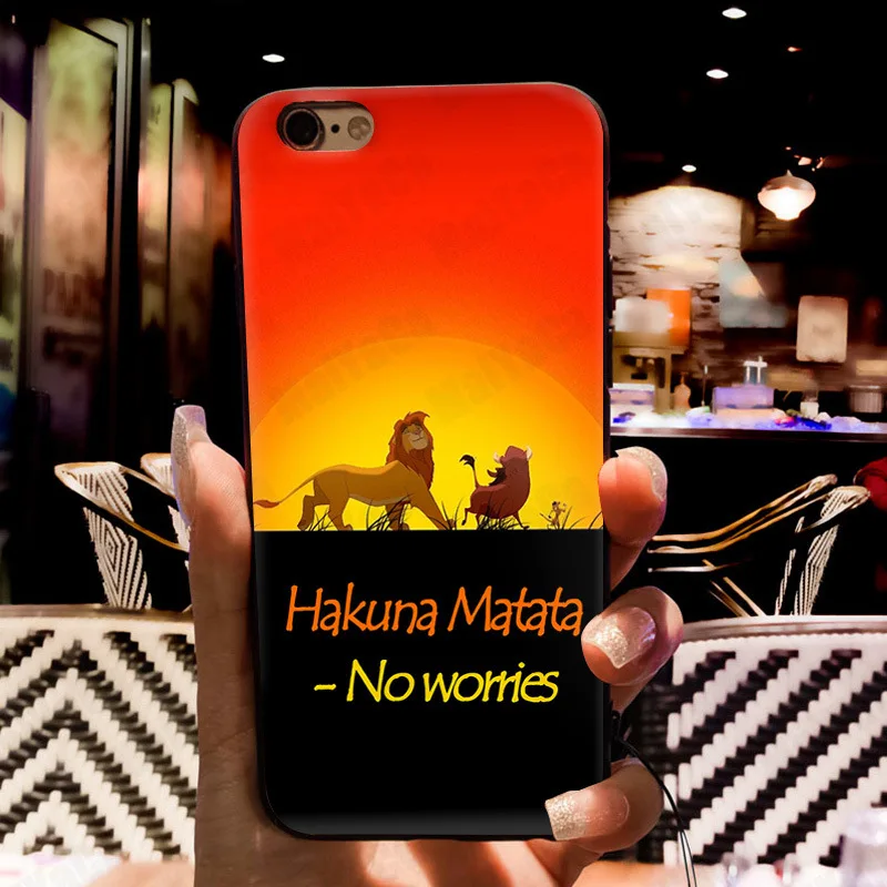 MaiYaCa El Rey León Hakuna Matata Coque caja del teléfono de la cáscara del teléfono de Apple iPhone 8 7 6 6 S Plus X 5 5S SE 5C cubierta