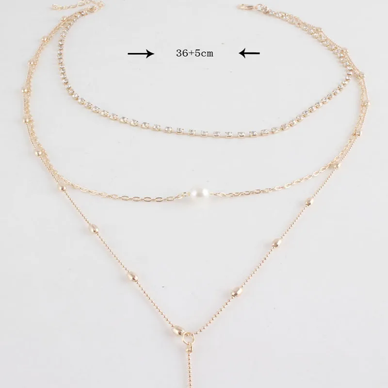 

Long Chain Charm Collar Choker Bib Pendant Necklace Crystal Pearl Bead European And American Foreign Trade Street Tide Van Wild