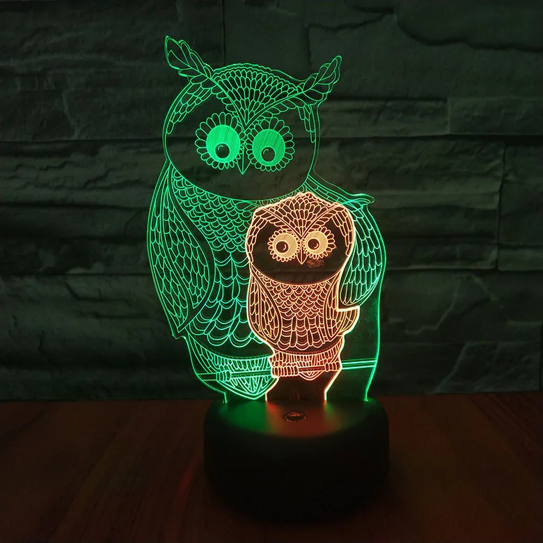 Animal Owl Night Lamp 3d Light Fixture Room Decoration Multicolor Bedside Lamp Baby Luminary Neon Children's Led Night Light Owl