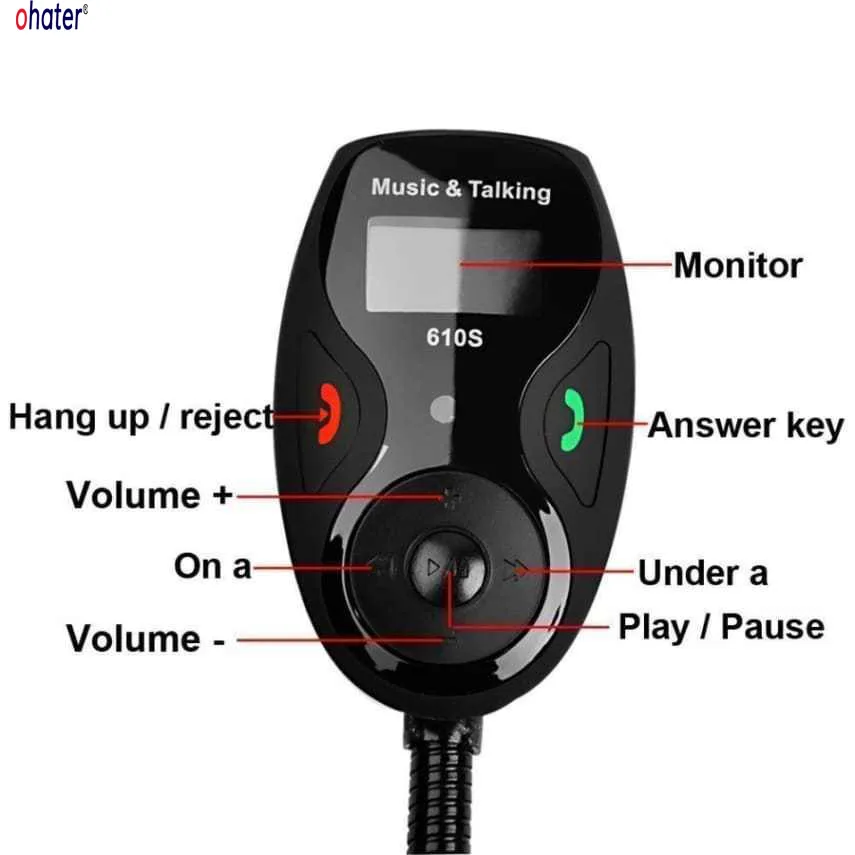 Ohater Car Kit Bluetooth fm-передатчик Беспроводной MP3-плееры модулятор Handsfree ЖК-дисплей с двумя USB Зарядное устройство для iPhone Samsung FM