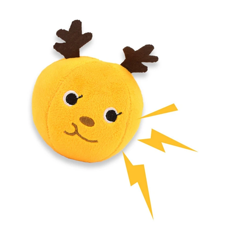 

1pc Pet Dog Bite-resistant Chew Toy Plush Ball Shaped Squeaky Interactive Toy for Training IQ Toy Yellow/Blue/Red/Green