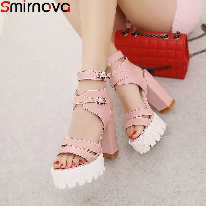 Женские босоножки на платформе Smirnova элегантные сандалии высоком квадратном