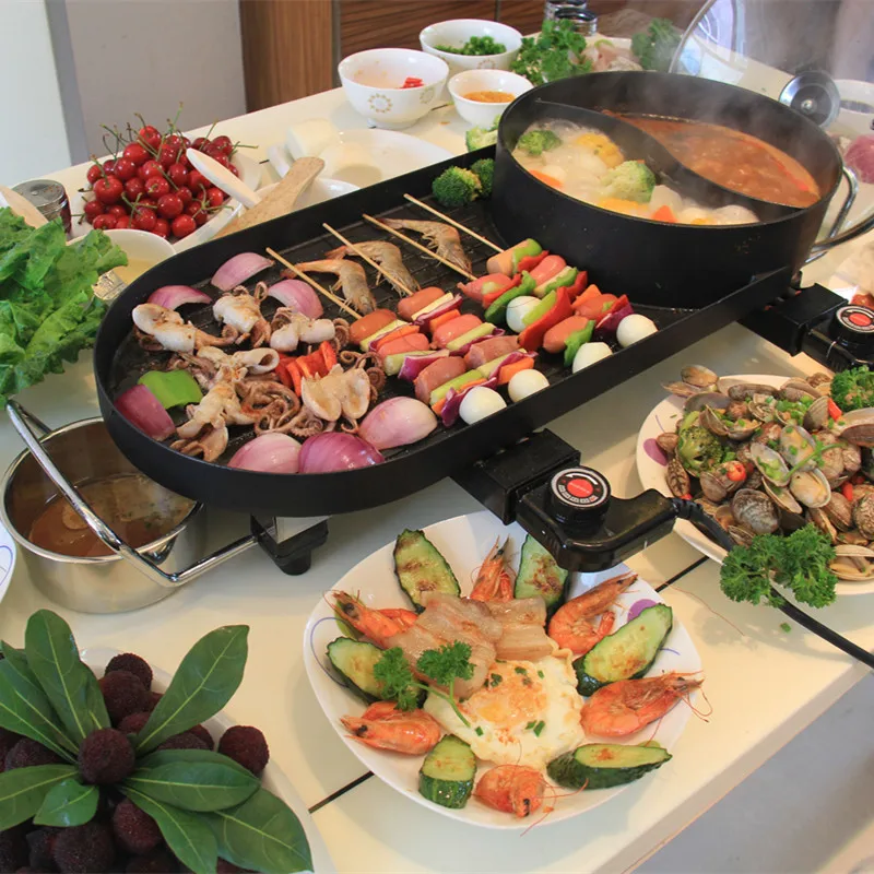 Корейская семейная электрическая печь для барбекю тарелка жарки Shabu