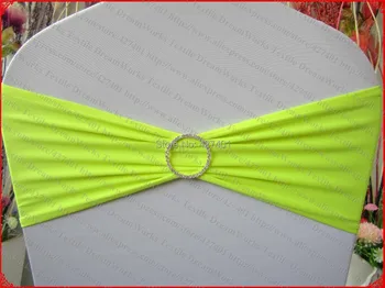 

Neon Green Single Layer Spandex/Lycra/Expand Band/Cover With One Row Round Diamond Buckle&Pin For Wedding Party Decorations