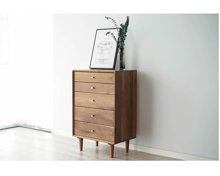 Луи модная мебель твердой древесины вишни деревянный сундук скандинавского черного ореха боковой шкаф
