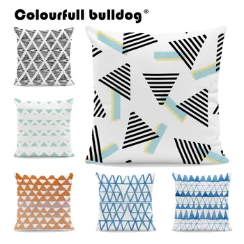 

Colorful Geometric Pillowcase Pink Green Blue Trigon Rhombus Yellow Arrow Cushion Cover 43*43 cm Office Couch Decor Throw Pillow