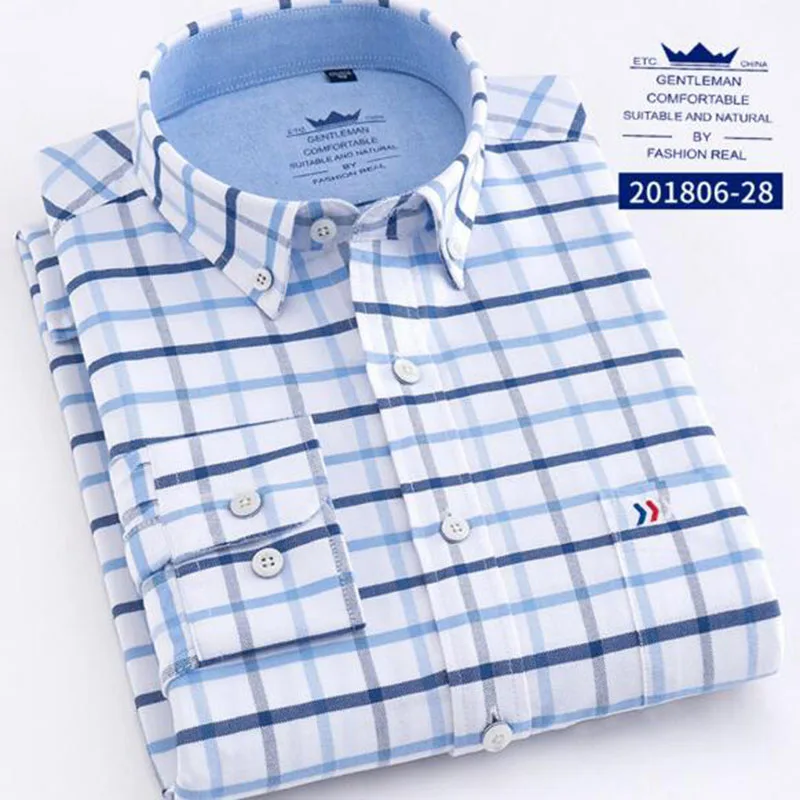 Enngland мужские однобортные рубашки с длинным рукавом и воротником-стойкой Camisa, хлопковые дышащие рубашки в клетку Chemise - Цвет: white