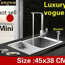 Квартиры мини высокого качества кухня ручная раковина одинарная мойка сделать блюда 304 нержавеющая сталь Горячая 45x38 см