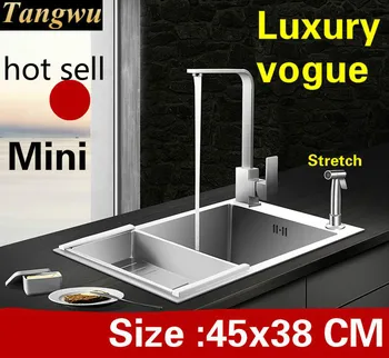 Buy Free Shipping Apartment Mini High Quality Kitchen Manual Sink Single Trough Do The Dishes 304 Stainless Steel Hot Sell 45x38 CM