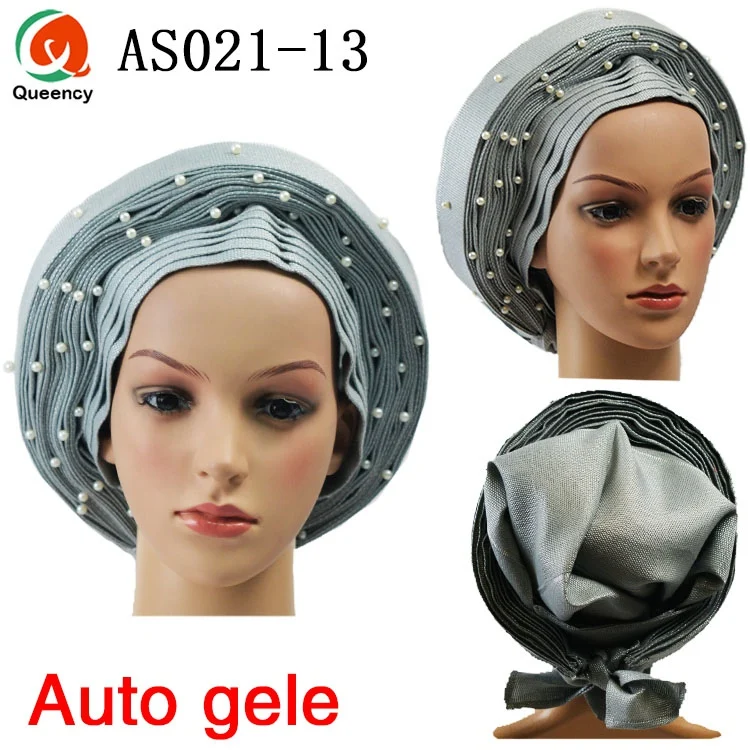 Queency Африканский готовые дамы Асо Оке авто-геле Headtie для свадьбы Multi-Цвет доступны DHL AS021 - Цвет: grey