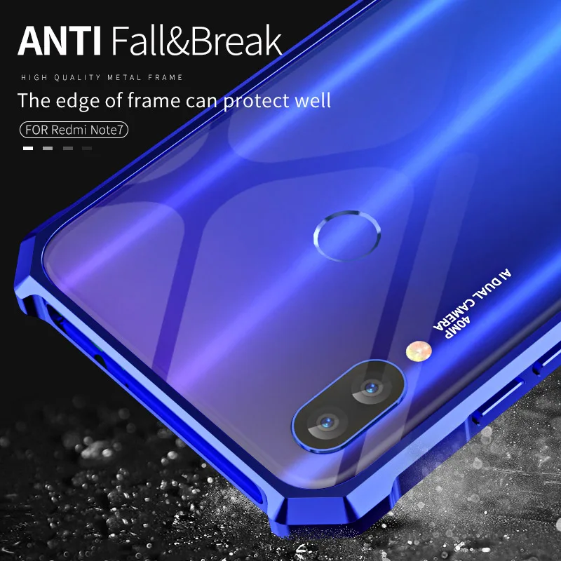 Металлический бампер для Xiaomi Redmi Note 7 чехол телефона тонкий жесткий Броня