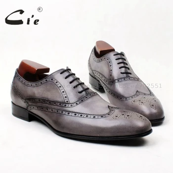 

cie Free Shipping Bespoke Handmade Round Toe Calf Leather Outsole Leisure Men's Dress Casual Full Brogues Oxford Grey shoe OX623