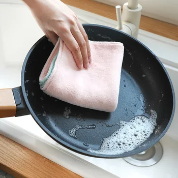 

Clean Double-sided Absorbent Rags Thicken Lint-free Oil-free Dishwashing Dishes Kitchen Dish Cloth 020 Y