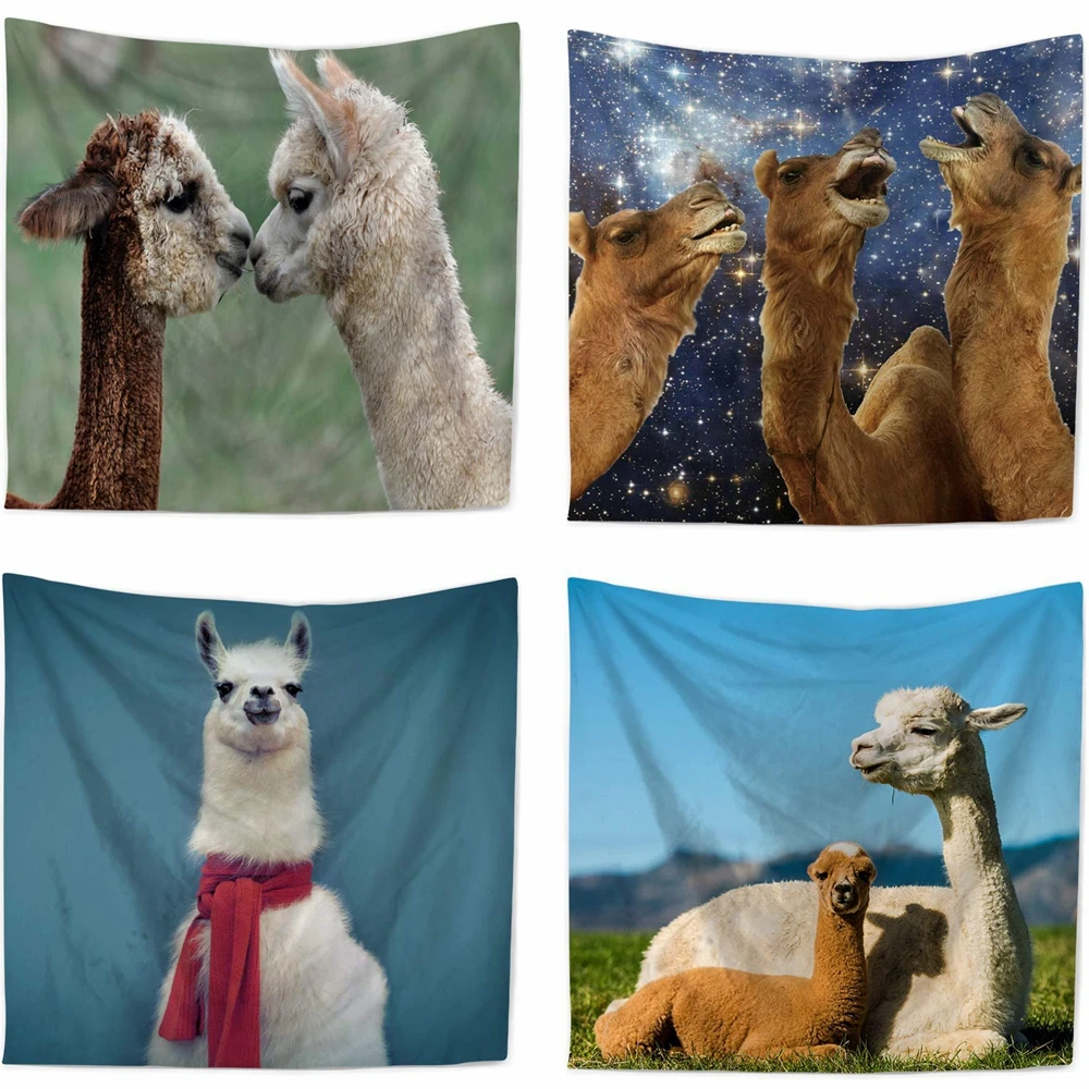 

Polyester Alpaca Printing Tapestry Wall Hanging Blanket Camping Mattress Tablecloth Sleeping Pad Beach towel Sunscreen shawl