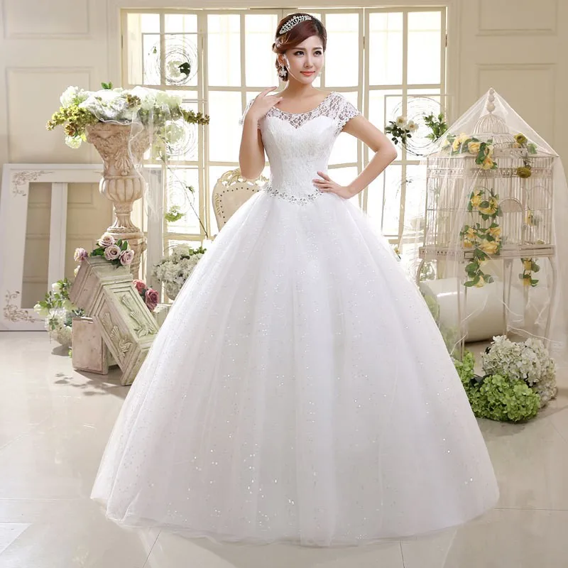 bridal dresses Popodion Sexy Lace Backless Bride Ball Gown Wedding Dress Women Bandage Cheap Wedding Dresses WED90129 ball gown wedding dress