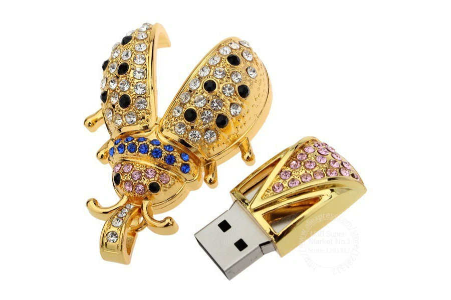 Корабль животные панда USB флеш-накопитель 4 GB/8 GB/16 GB/32 GB/64 GB USB2.0 флеш-накопитель в виде божьей коровки с украшением в виде кристаллов Жук Pendrive