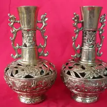 Редкая пара династии Цин(Qianlong: 1736-1795) медные вазы с драконом, с отметкой