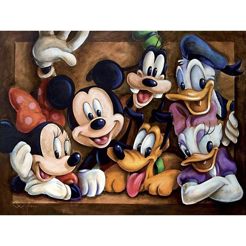 

DIY Diamond Painting Cross Stitch Cartoon Mouse & Ducks Home Decor Full Rhinestone Mosaic 5D Diamond Embroidery KBL