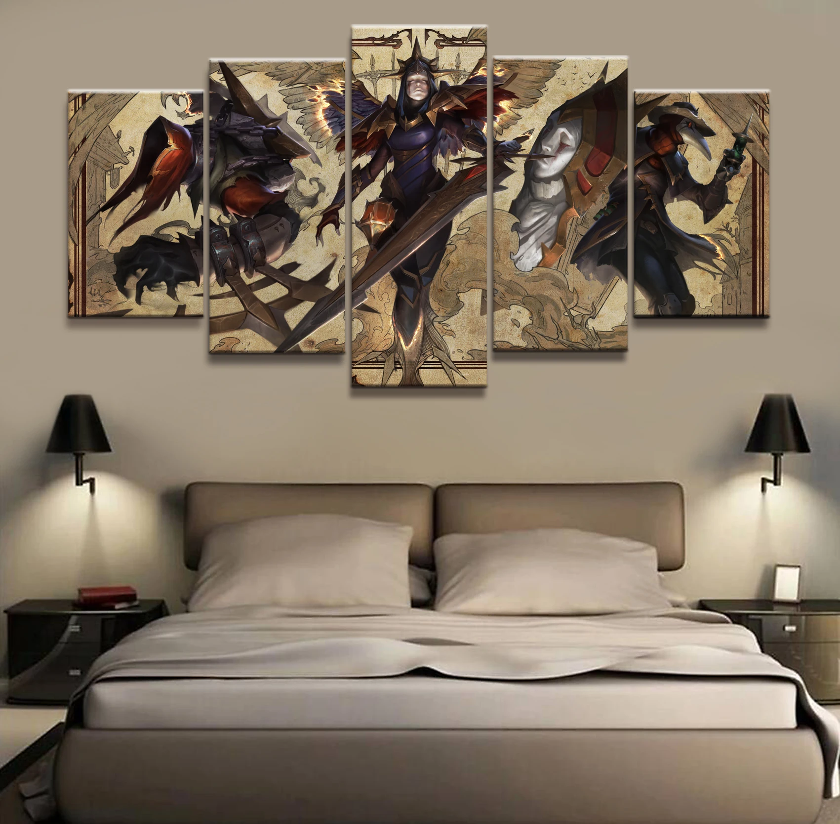 Waliicorners 5 Panel LOL League of Legends Kayle Game Canvas Printed Painting For Living Room Wall Art Decor HD Picture Artworks Poster 6 HTB1aW0PO6TpK1RjSZKPq6y3UpXaX
