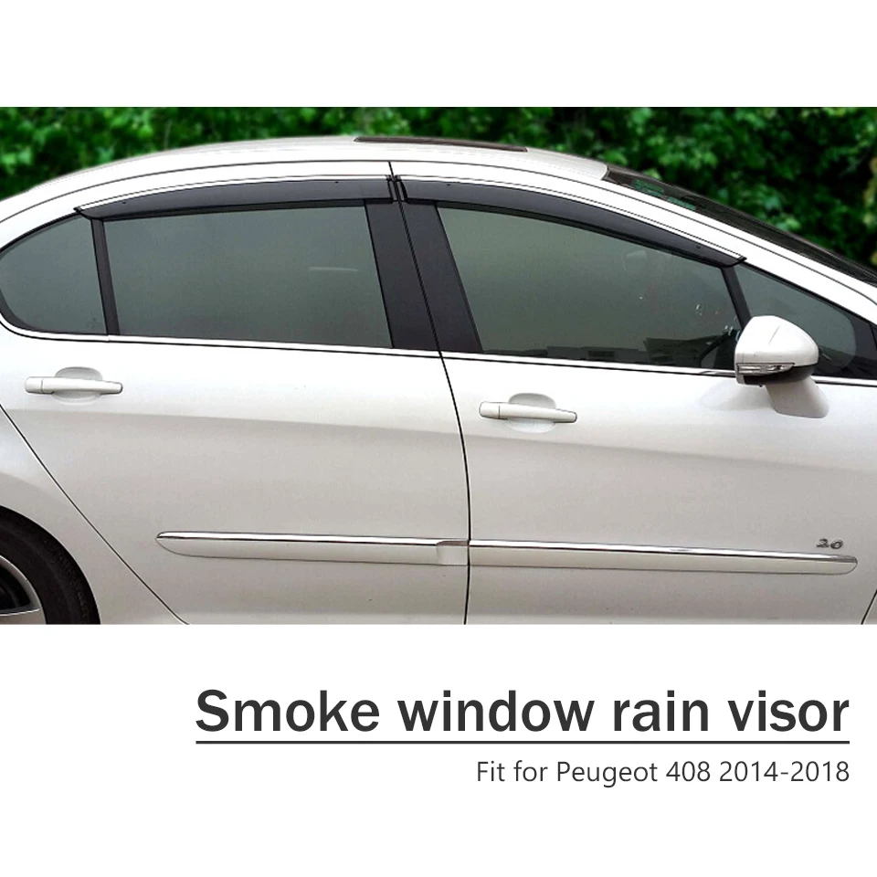 MCrea ABS 4 шт. автомобильный Стайлинг Дымовое окно Защита от солнца и дождя козырьки для peugeot 408 аксессуары